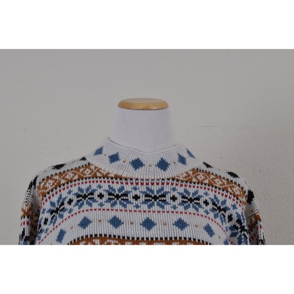 Vintage 90s Mock-neck Acrylic Snowflake  Sweater‎ size M - Picture 5 of 10